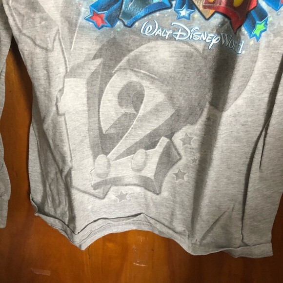 Disney Top 2012 Metallic Character Graphic Light Gray Long Sleeve Shirt Small - Picture 3 of 7